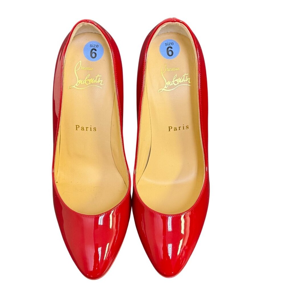 Christian Louboutin Elegant Red Patent Leather Wedge Heels Paris 6 - Picture 3 of 10